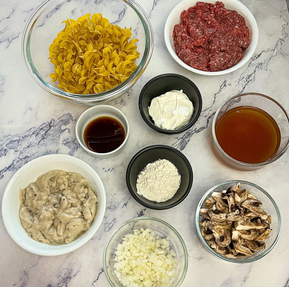 Ground beef stroganoff ingredients