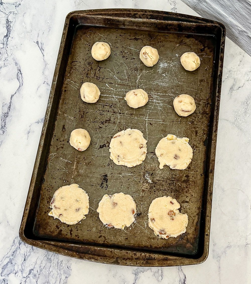 Potato cookies on a pan