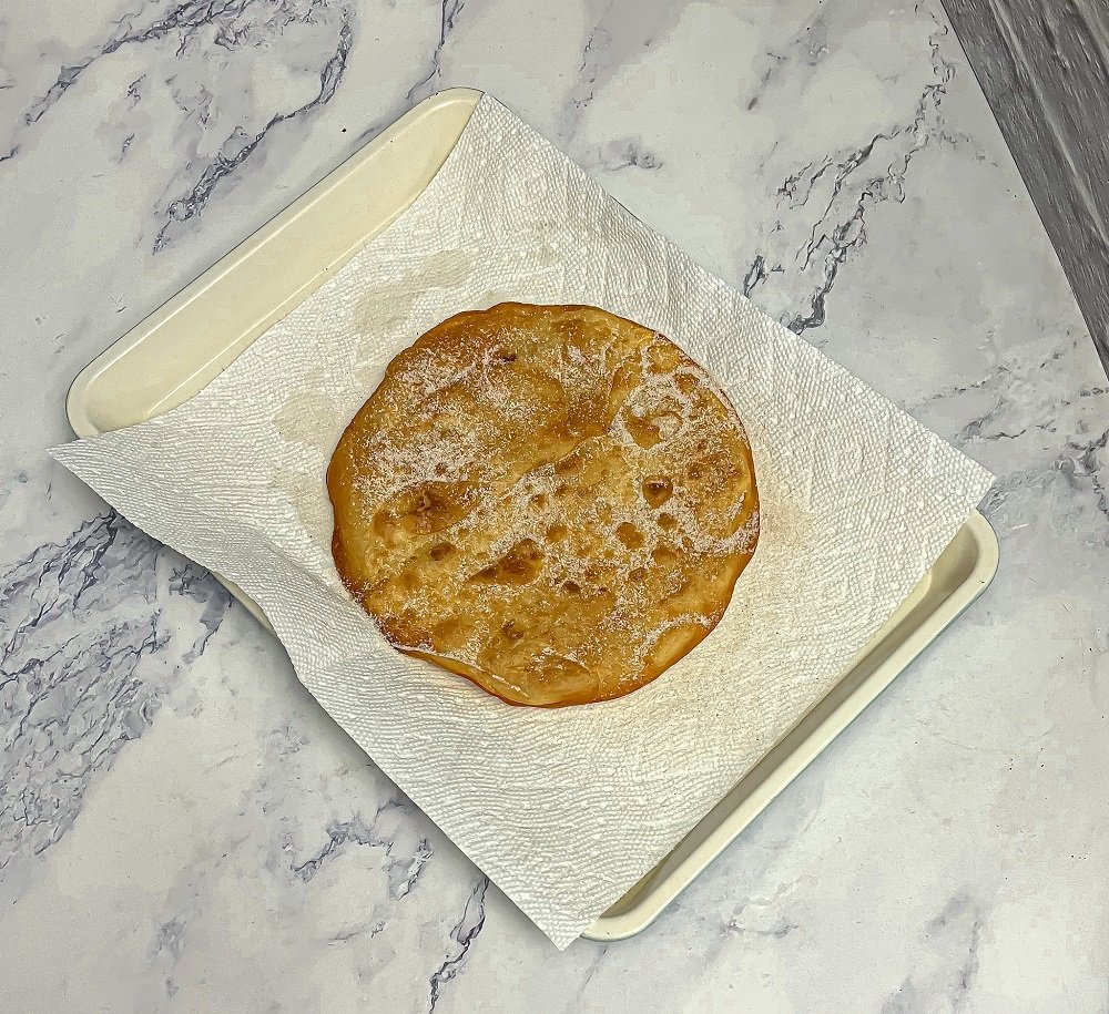 tortilla shell with cinnamon sugar