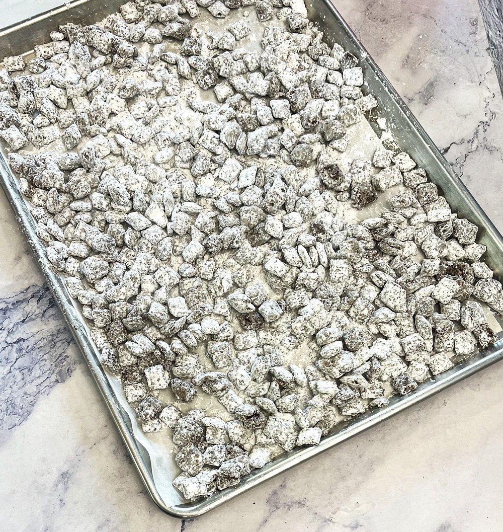 puppy chow on pan