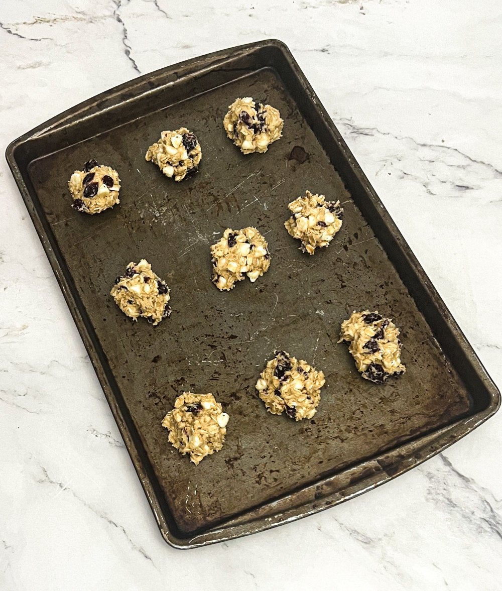 cranberry cookies on pan