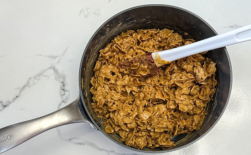 cornflake cookies in pan