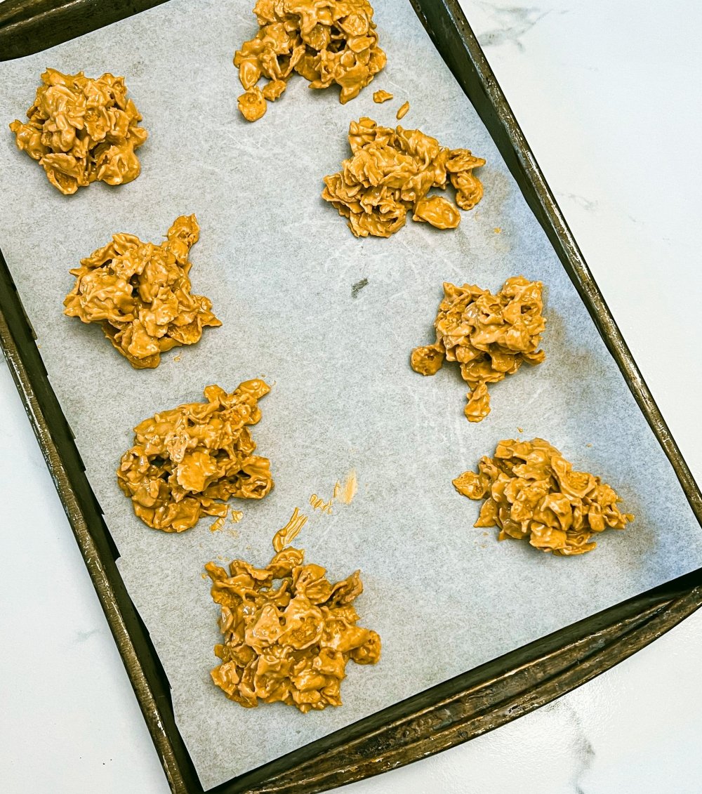 cornflake cookies on baking sheet