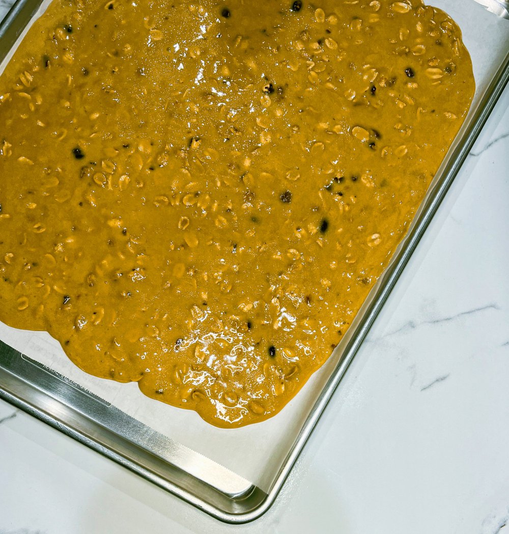 peanut brittle cooling on pan