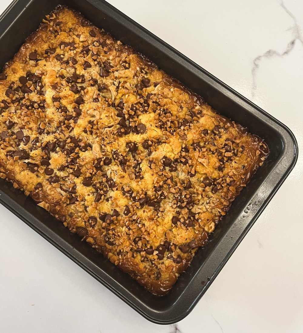 Toffee Bars out of the oven