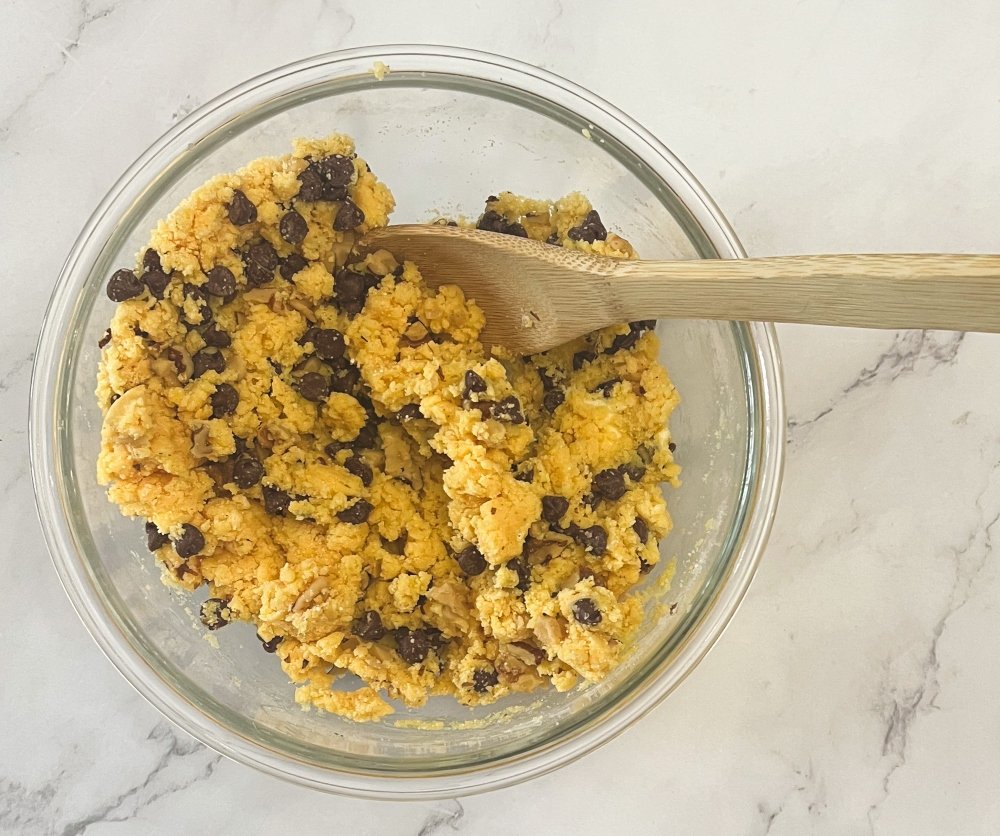 toffee bar dough in bowl