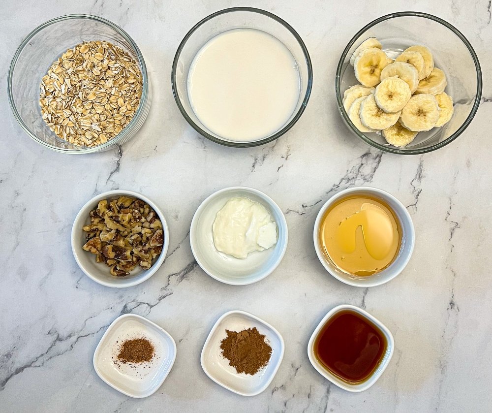 Banana Nut Overnight Oats Ingredients