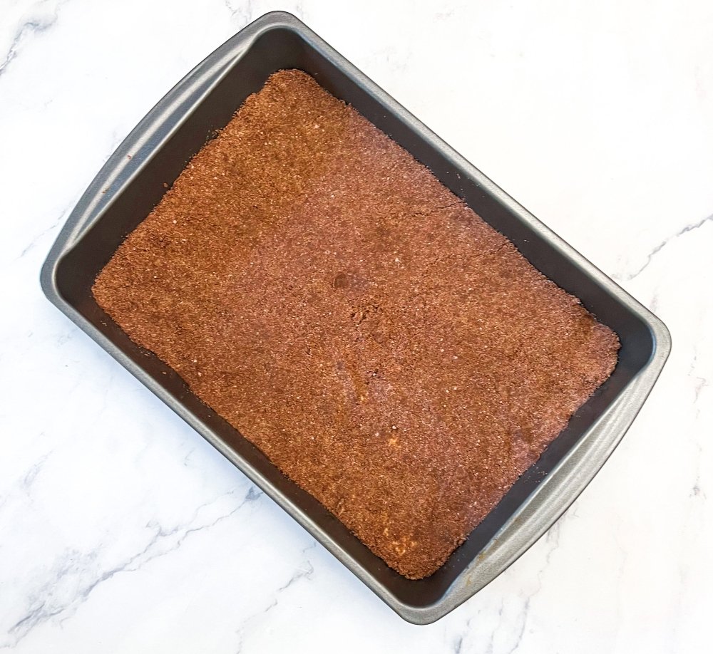 German Chocolate cake mix in pan