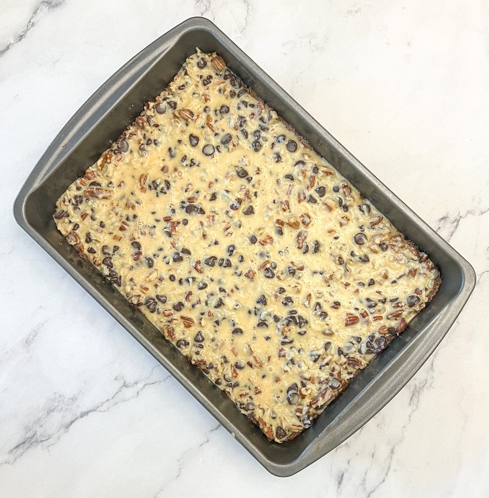 German chocolate bars in pan