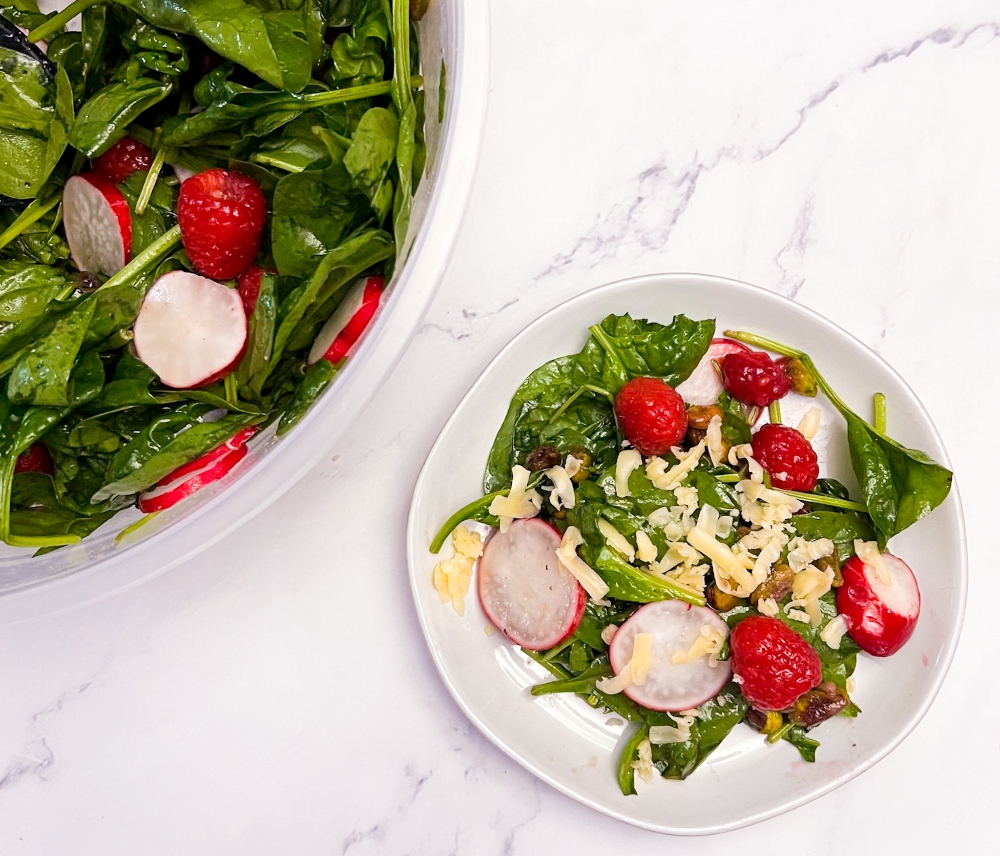 Spinach Salad with Raspberry Vinaigrette