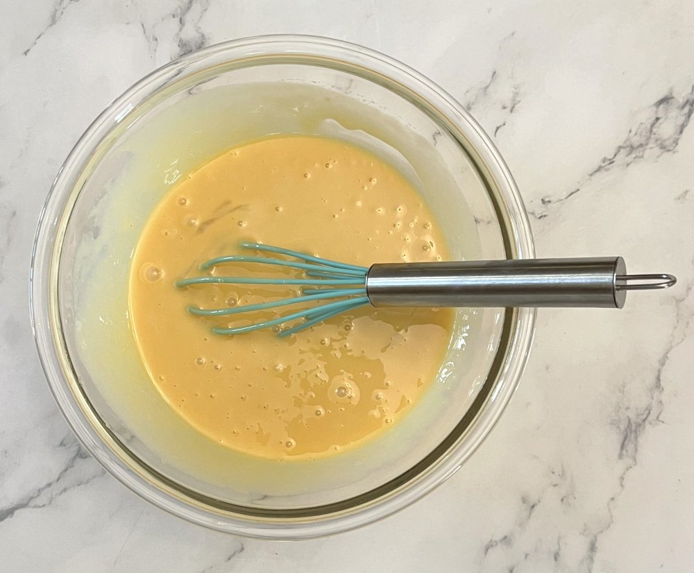 Sweetened Condensed milk and egg mixture