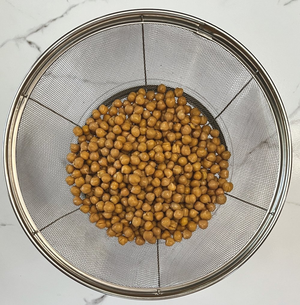 draining chickpeas