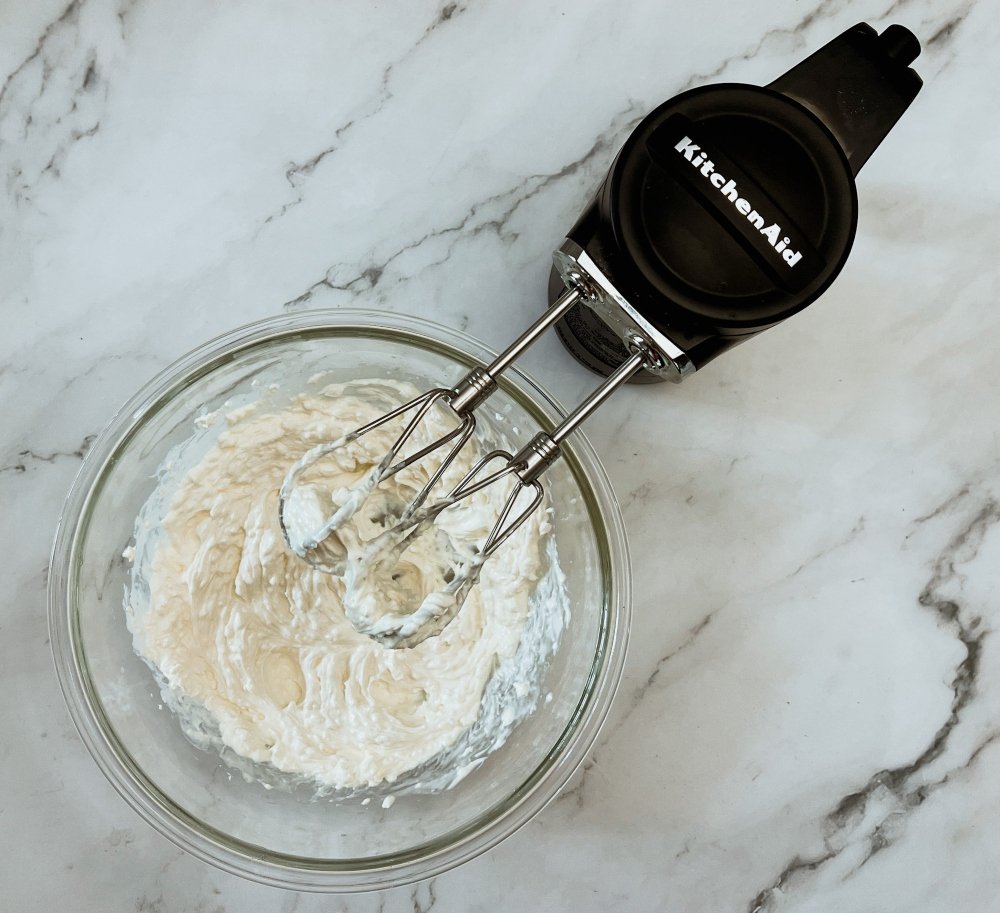 Blending cream cheese and mayonnaise