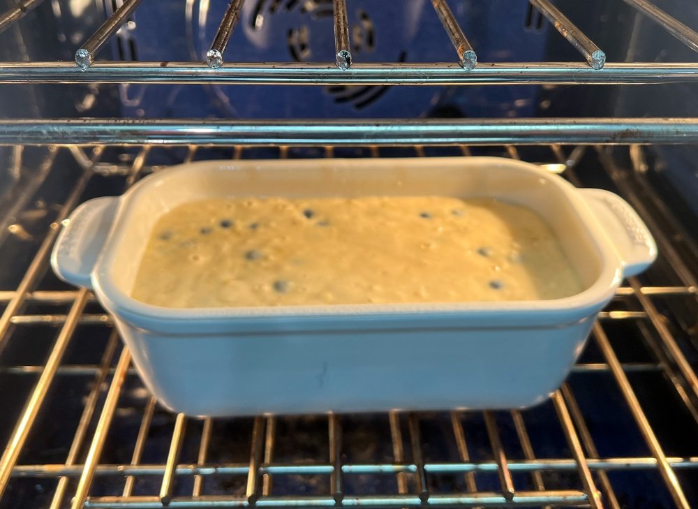 Blueberry Banana bread baking