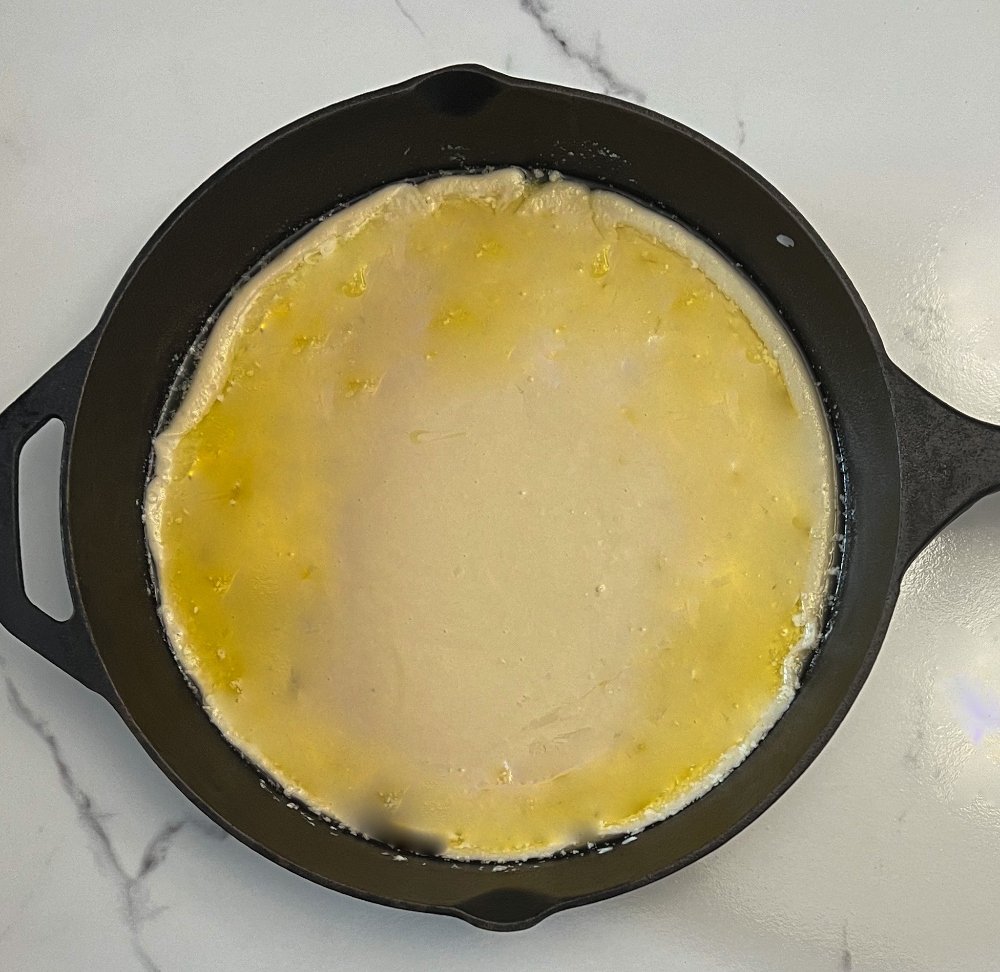 Cobbler batter in butter