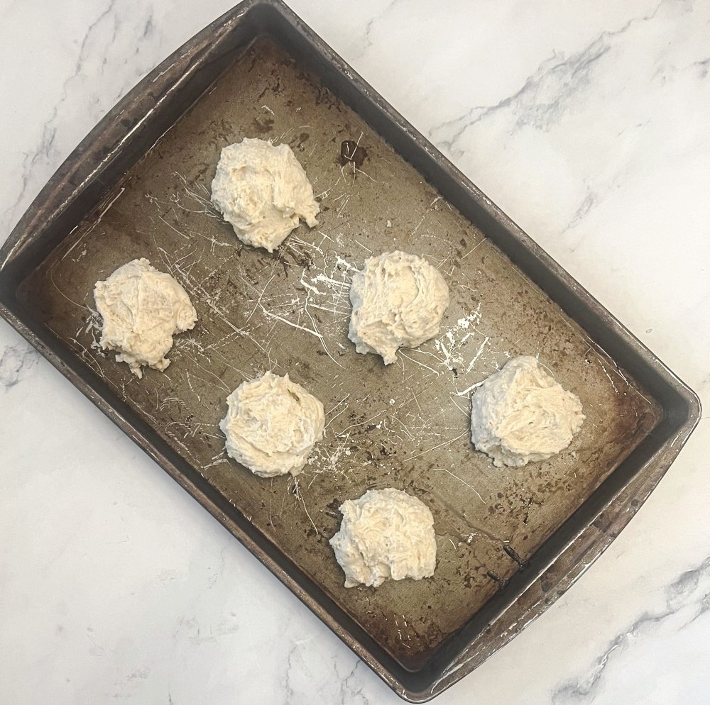 Shortcake dough on baking pan