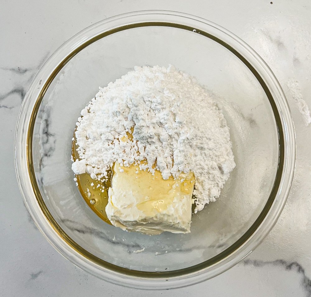 Cream cheese, powdered sugar and honey