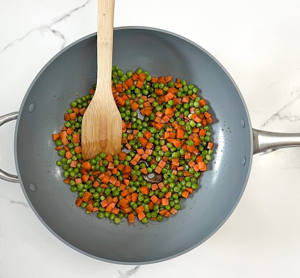 Peas and Carrots in wok