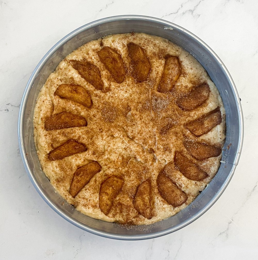 Apple cake ready to bake