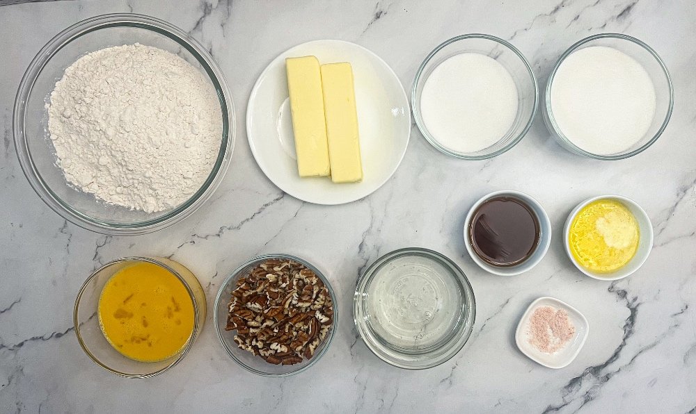 Buttery Pecan bar ingredients