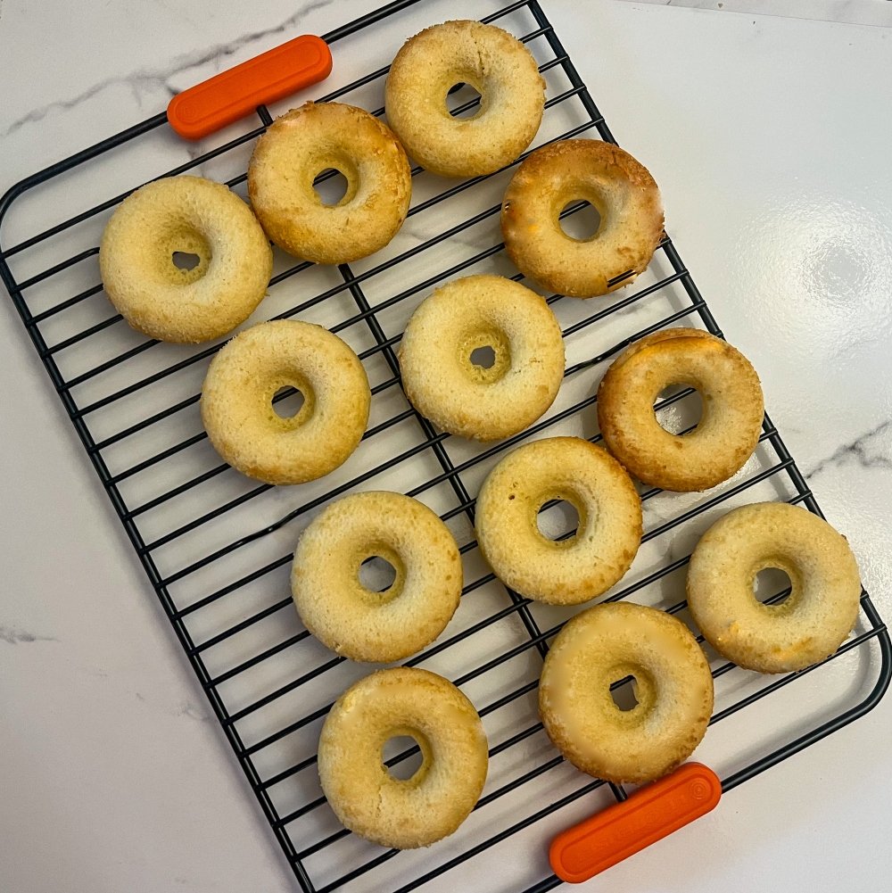 Donuts cooling on wire rack