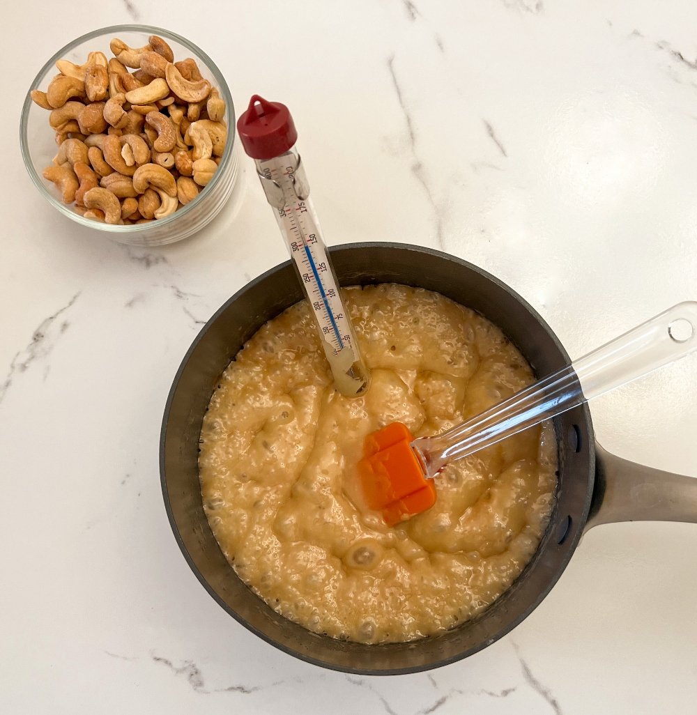 Cooking butter, sugar and corn syrup