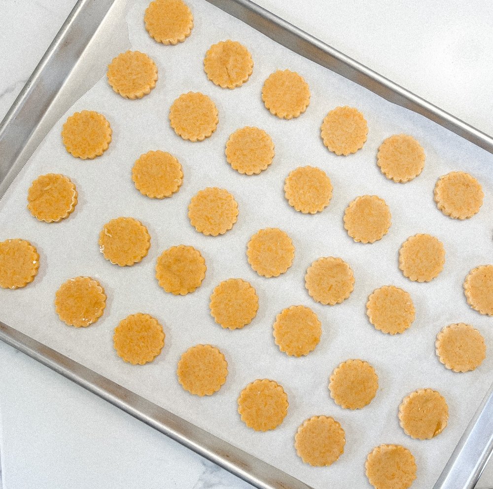 Cracker dough on baking sheet