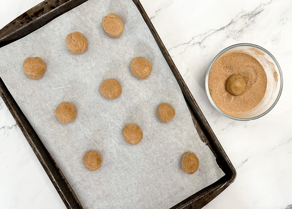 Rolling cookie dough into balls