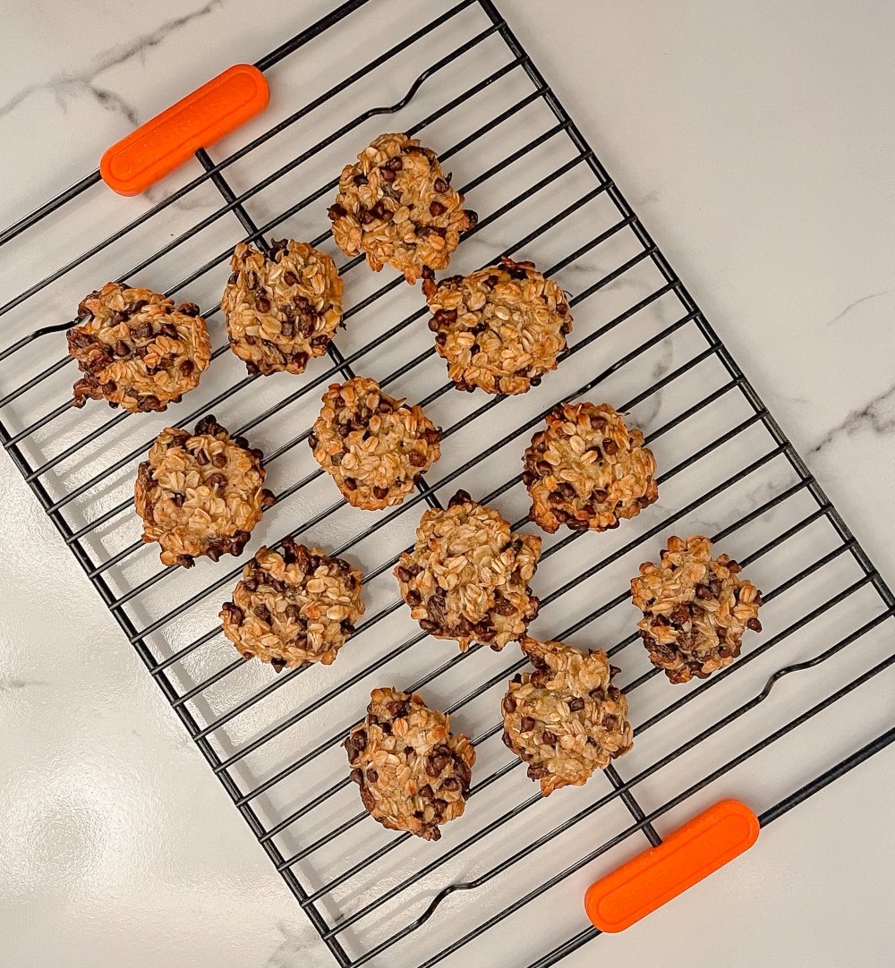 Cooling breakfast cookies on wire rack