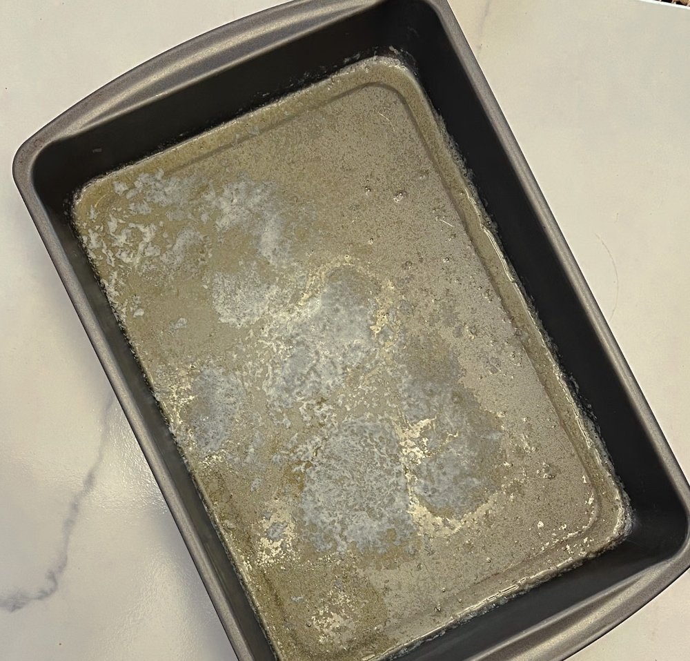 Melted butter in baking dish