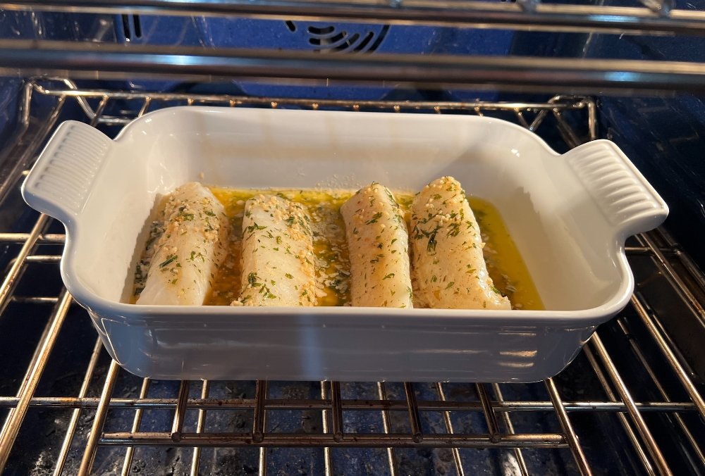 Baking cod fillets