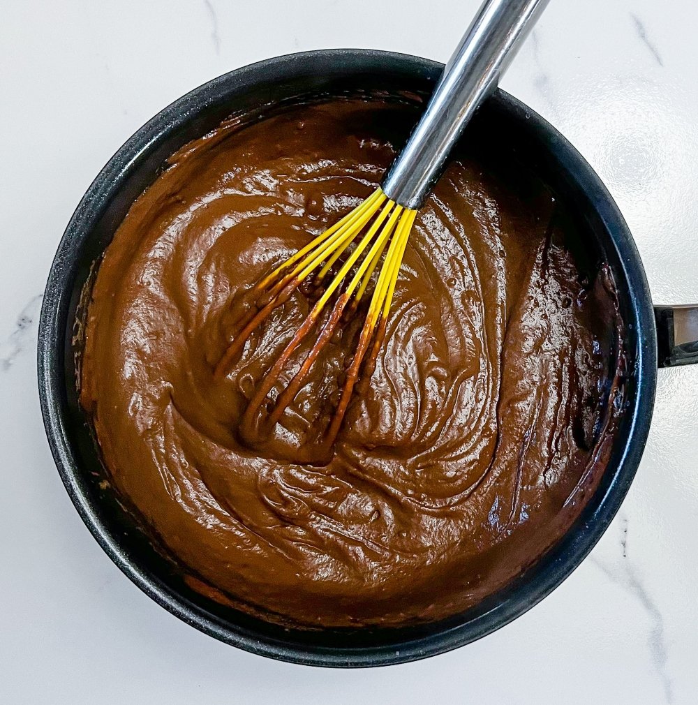 Chocolate filling ready for pie crust