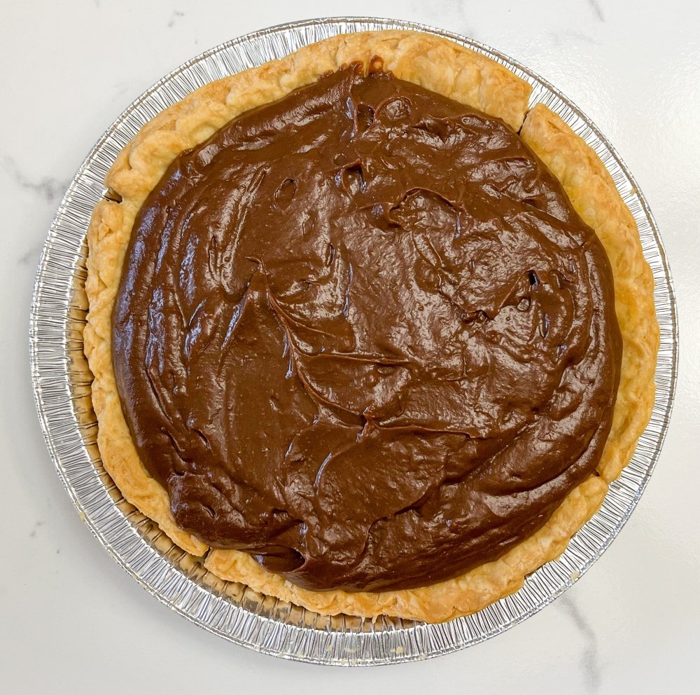 Chocolate pie ready to chill