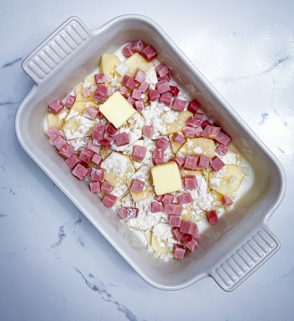 Potatoes, ham and butter