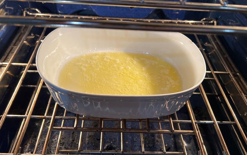 Melting butter in baking dish